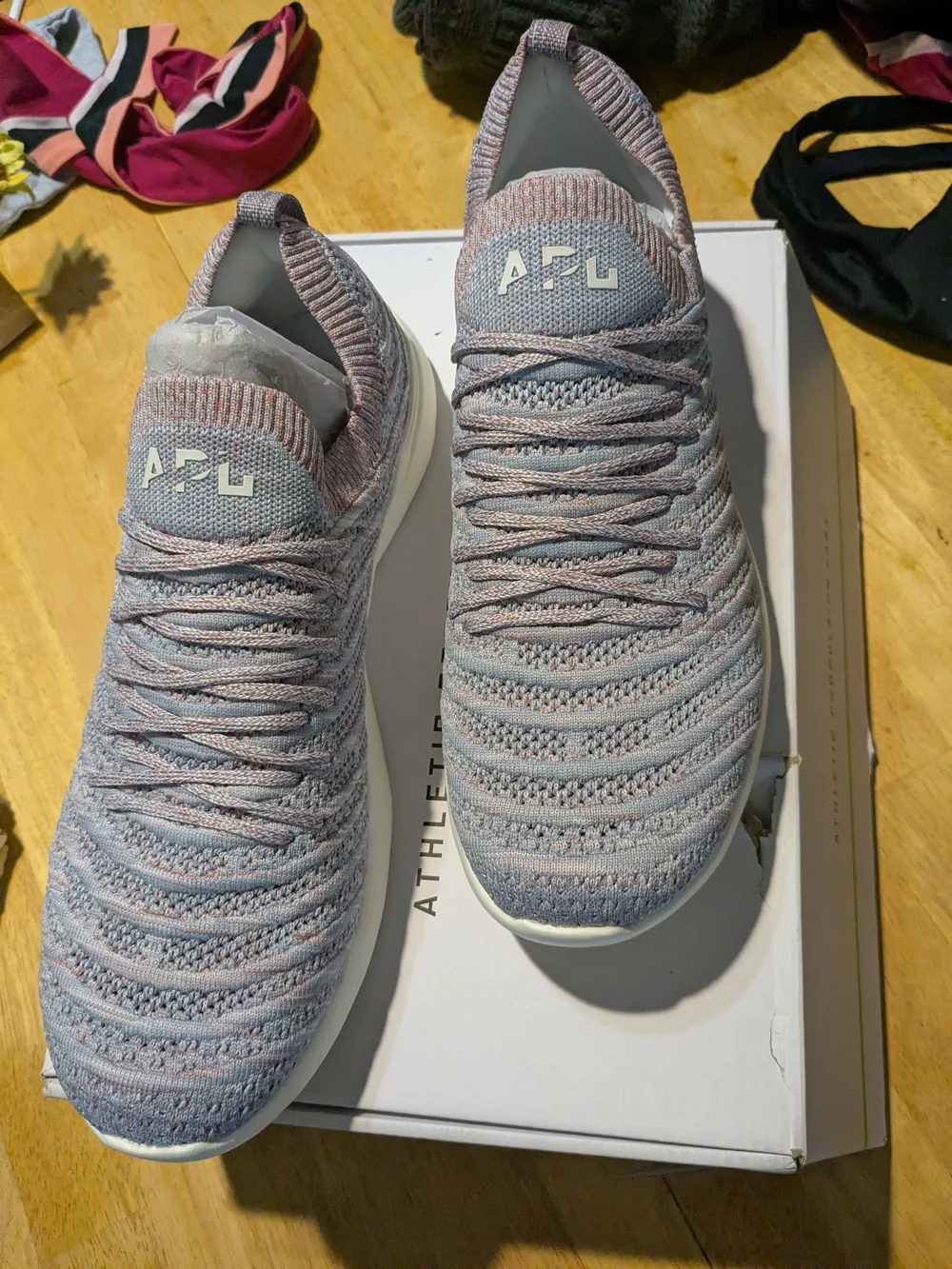 APL TechLoom Knit Slip-On Sneakers in Pink and Gray